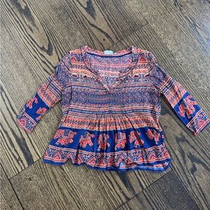 Anthropologie elephant pattern shirt